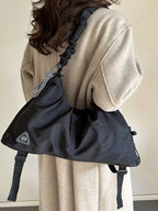 Womens Shoulder Crossbody Bag Casual Ruched Oxfrod Fabric Black Handbag 484ec277-07f7-4a53-90a0-b1923adb935f-Max-Origin Trendsi