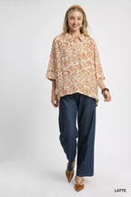 Umgee Womens Shirt Latte Abstract Print Button-Up Oversized Top 484f9a8a-c25f-4164-88c1-d0dde3b51c9f-Max-Origin Trendsi