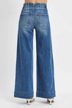 RISEN Women's Jeans High Rise Ankle Wide Seam Detailed Dark Washed Denim 485d66ba001c4d9c8fd773b1a6296b35-Max-Origin Trendsi