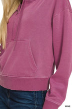 Zenana Fleece Pigment Dye Half Zip Kangaroo Pocket Hoodie 4863a2ee21ed428ca66e55a3b3c9c2d3-Max-Origin Trendsi