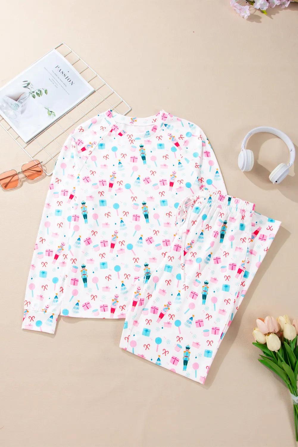 Christmas Printed Round Neck Long Sleeve Top and Pants Lounge Set 4871690a-9ef0-4669-98f3-4b5408f56bdc-Max Trendsi