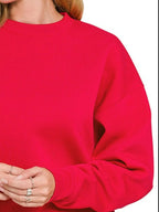 Zenana Fleece Sweatshirt Ruby Red Crewneck Long Sleeve Oversized Top 48904842-d6ea-4a7a-98eb-08cdc952b9a6-Max-Origin Trendsi