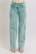 Judy Blue Jean High Waist Garment Dyed Raw Hem Dad Pants SEA GREEN 4898a1131f0f448a913680b4e9360b2a-Max-Origin Trendsi