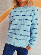 Striped Sweater Round Neck Long Sleeve Soft Knitwear 489962da-eeee-41a9-9937-ce1714e01d5a-Max Trendsi