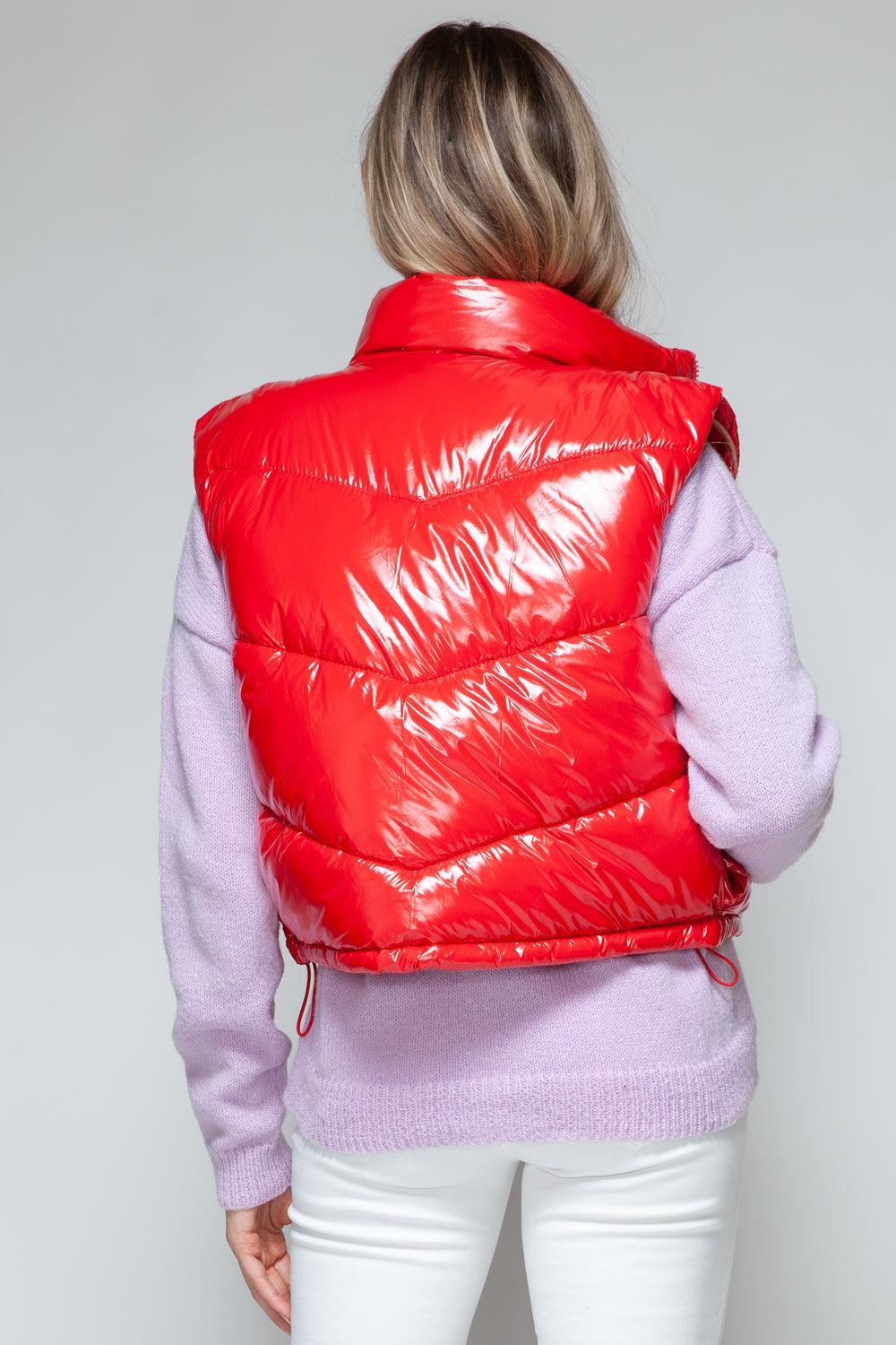 Shiny Quilted Red Vest Snobbish Zip Up Turtleneck Sleeveless 48a3cf45-0735-410a-9f67-1f7faac6ec16-Max Trendsi