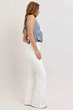 Judy Blue White Flare Jeans High-Waisted Tummy Control Denim Pants 48c25367-1410-4e6a-8d4b-92446485d89e-Max-Origin Trendsi