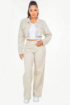 American Bazi Beige Wide Leg Jeans Women's High Waist Distressed Denim Pants 48c7761b-952c-4004-9159-61ddfe90d682-Min Trendsi