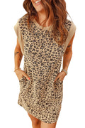 Leopard Print Cap Sleeve Mini Dress