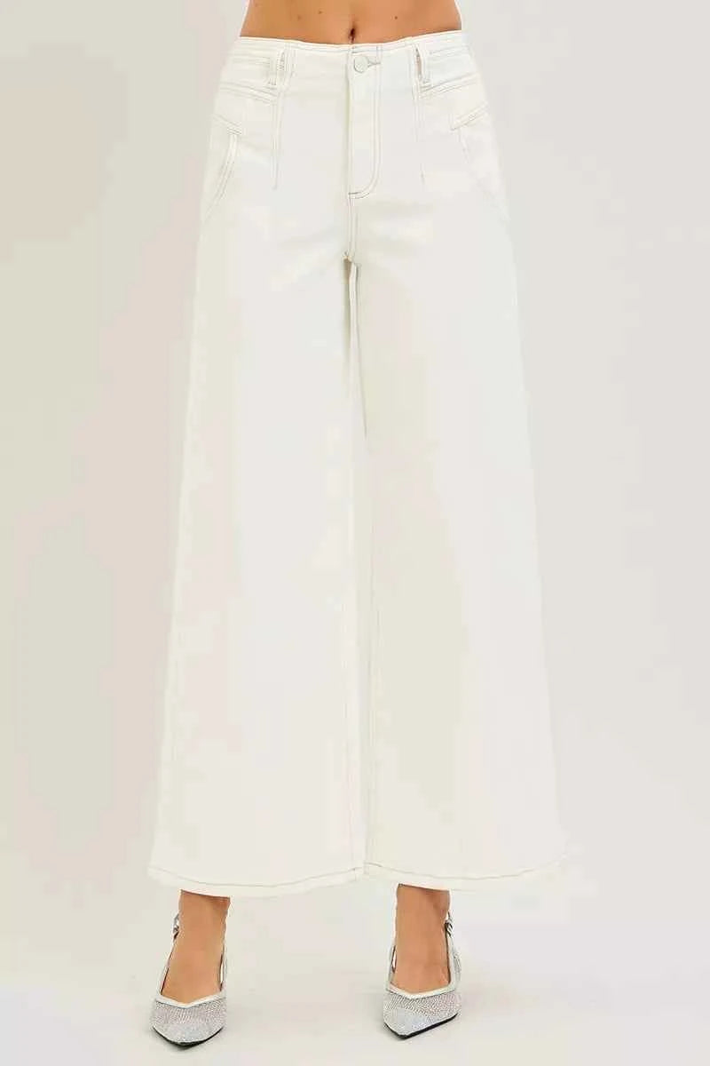 RISEN Ankle Wide Pants Cream High Rise Women Trousers 48fa4440eddf45859b2b73aa7a367a31-Max-Origin Trendsi