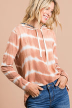 BiBi Hoodie Tie Dye Stripe Terry With Leopard Hood Long Sleeve Rust 490651e0-38e2-4d4e-8587-d1473981ec17-Max Trendsi