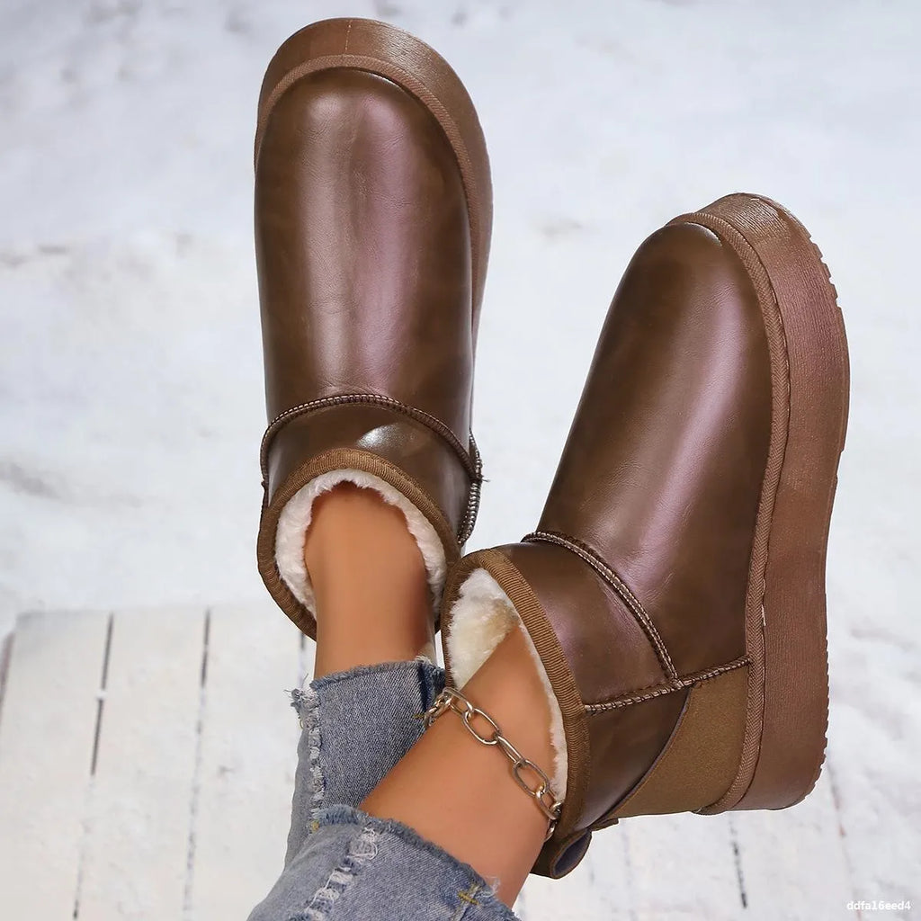 Women's Ankle Boots Pu Leather Faux-Fur Platform Flats 4910c1847a394eae946df17170dba374-Max-Origin Trendsi