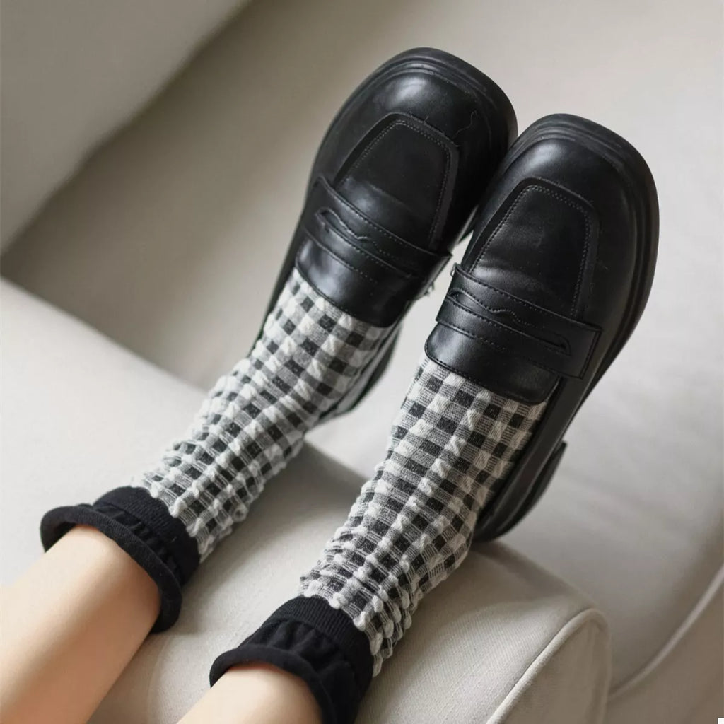 Women's Crew Socks Cotton Two-Tone Knit 49277863-d71a-4834-9cad-b4920b563ea4-Max-Origin Trendsi