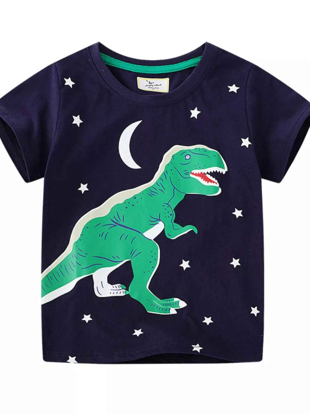 Boy's T-Shirt Cotton Black Children's Dinosaur Print Crew Neck Short Sleeve Top Black 493c9134-4184-4b31-8d95-b49add68aebc-Max-Origin Trendsi