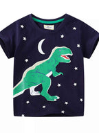 Boy's T-Shirt Cotton Black Children's Dinosaur Print Crew Neck Short Sleeve Top Black 493c9134-4184-4b31-8d95-b49add68aebc-Max-Origin Trendsi
