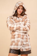 VERY J USA Women Hooded Jacket Fuzzy Plaid Long Sleeve Camel Pocketed 49483b97-acd5-4d29-bf48-33a5af9d091d-Max Trendsi