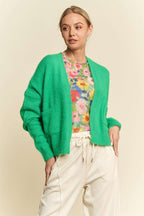 Davi & Dani USA Women Green Cardigan Open Front Knit Long Sleeve Pocketed 494f209f-0c28-43b5-8172-e9115021f055-Max Trendsi