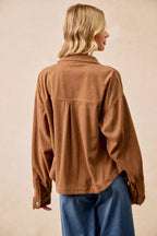BiBi Corduroy Womens Shacket Camel Relaxed Fit with Back Pleat 49962c11c9634ef486263e3d7fef3b51-Max-Origin Trendsi