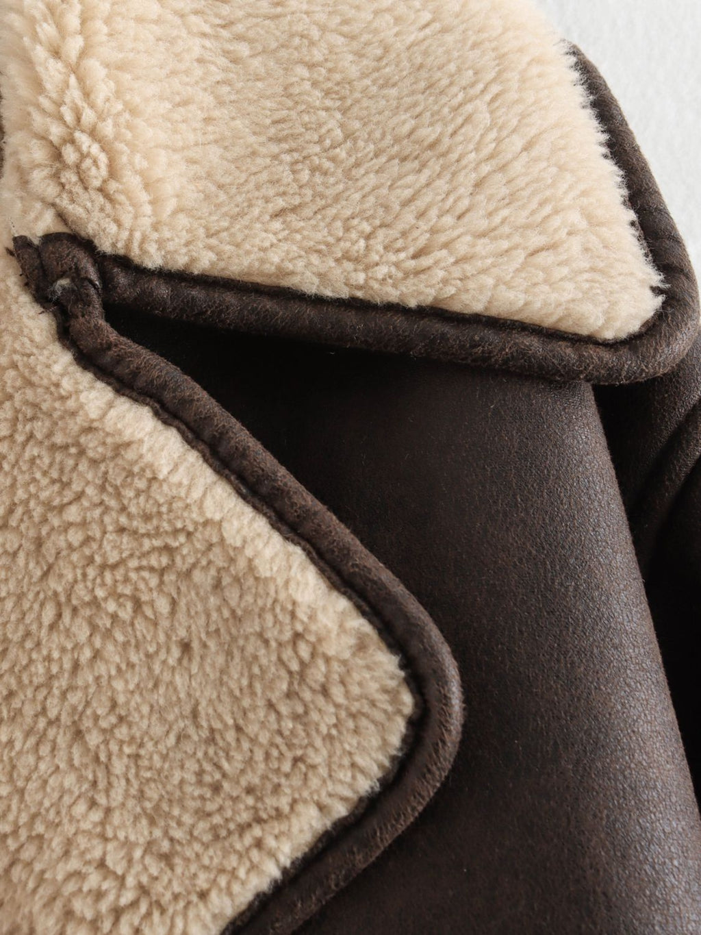 Women Suede Jacket Collared Neck Long Sleeve Plush Lined Chocolate Coat 49a3fc34-1f51-4753-b4b5-82649d9d2ae5-Max Trendsi