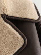 Women Suede Jacket Collared Neck Long Sleeve Plush Lined Chocolate Coat 49a3fc34-1f51-4753-b4b5-82649d9d2ae5-Max Trendsi
