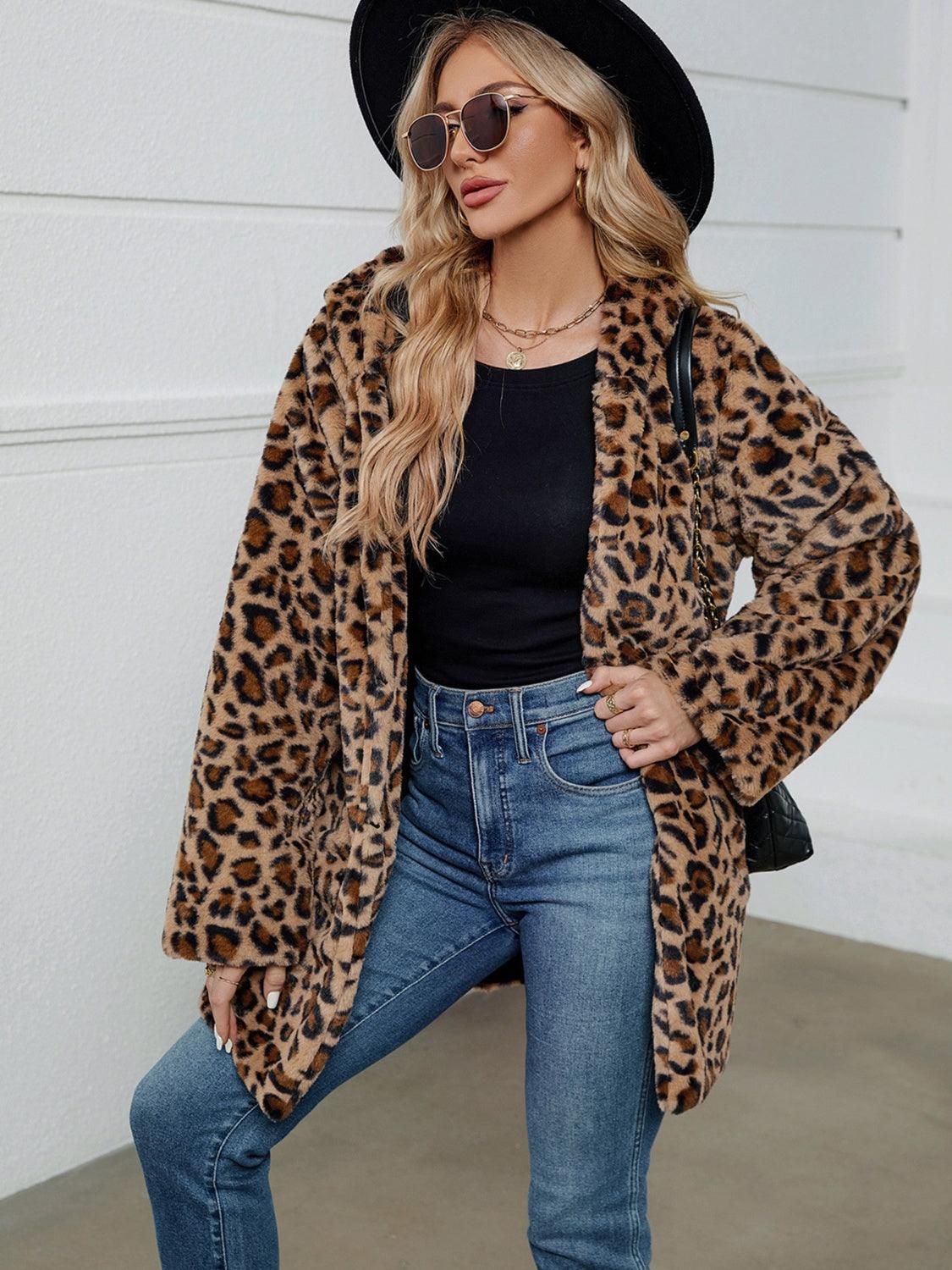 Fuzzy Leopard Hooded Coat Long Sleeve Jacket Outwear Leopard 49a49faa-b4a6-4bdd-b5ae-56484c423a18-Max Trendsi