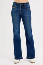 RISEN Women's Flare Jeans Tummy Control Mid Rise Dark Wash 49ead851577c437c911fb1ecffdf2d59-Max-Origin Trendsi