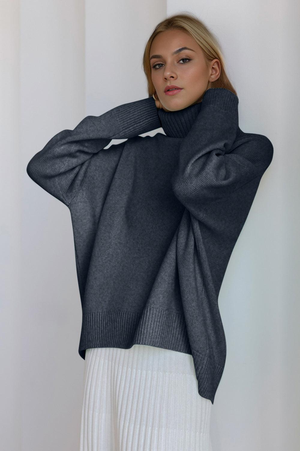 Basic Bae Turtleneck Sweater Viscose Long Sleeve Oversized Knitwear 49f7bf16-65ce-444c-b9bc-34e064f83fa7-Max Trendsi
