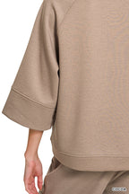 Zenana Casual Outfit Set Lightweight Scuba 3/4 Sleeve Top & Pants Set