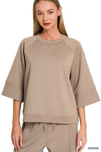 Zenana Casual Outfit Set Lightweight Scuba 3/4 Sleeve Top & Pants Set
