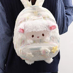 Plush Sheep Backpack White Cute Soft Small Children Cartoon Zipper Shoulder Bag