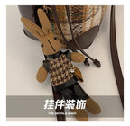 Women's Bucket Crossbody Bag Mini Drwastring Woven Plaid Pu leather Handbags