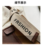 Women's Bucket Bag Small Coffee Brown PU Leather Two-Tone Casual Crossbody
