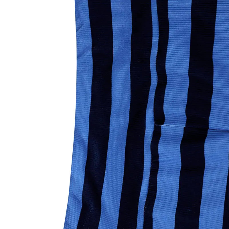 Sporty Women's Set Blue Striped Halter Neck Two-Piece Set with Top and Shorts