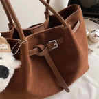 Women's Casual Shoulder Bag Buckle Drawstring Soft Matte Medium Handbags