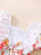 Kids Floral Print Bodysuit & Headband Set Baby Girl Outfit Romper 2pcs 0-18M