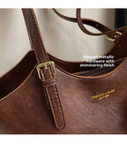 Large Retro Women's Tote Bag Casual Underarm Trendy PU Leather Double Strap Red