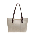 Casual Women's Shoulder Bag Pu Leather Zipper Contrast Strap Tote Bag Medium