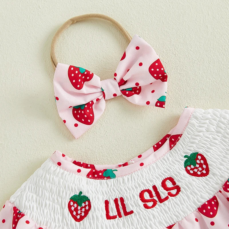 0-18M Newborn Baby Girl Summer Romper Strawberry/Donut Print Short Sleeve Jumpsuit