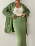 Outfit Set Women Knit Cardigan and Skirt Acrylic 2 Pcs Pocketed Long Sleeve 4a15c272-1407-4fd1-92ab-99e17c287c9d-Max Trendsi