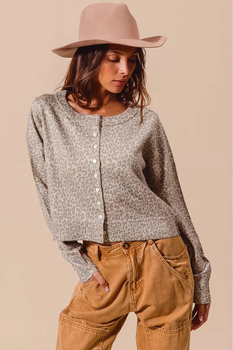 SO ME Womens Cardigan Leopard Two Tone Vintage Print Button Up 4a5ee6d58d38491397d718968dad9bf2-Max-Origin Trendsi