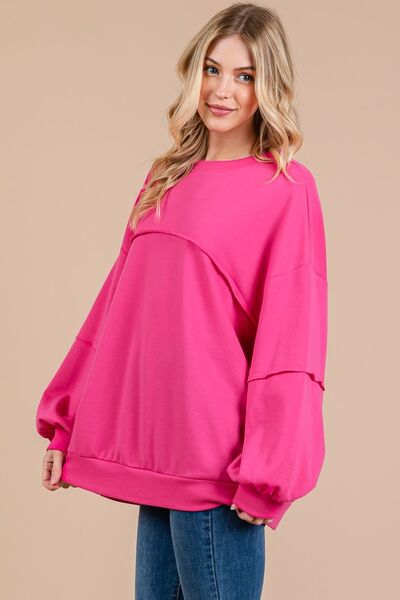 Ces Femme Sweatshirt Fuchisa Exposed Seam Long Sleeve Top 4a760f58-9847-4b43-85e6-4d8b6e402c57-Min Trendsi