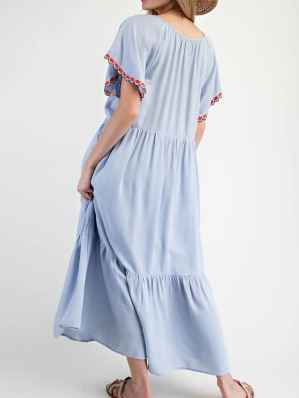 Midi Dress Floral Embroidered Notched Flutter Short Sleeve Ruffled Oversized 4a81117d-e012-43f9-a105-dd1bc57888cf-Max-Origin Trendsi