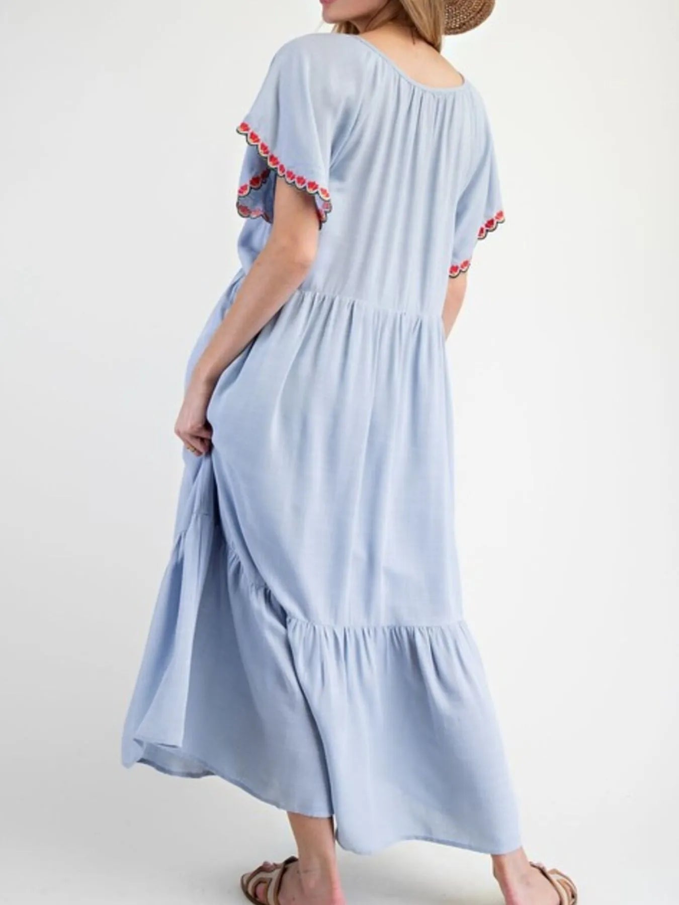 Midi Dress Floral Embroidered Notched Flutter Short Sleeve Ruffled Oversized 4a81117d-e012-43f9-a105-dd1bc57888cf-Max-Origin Trendsi