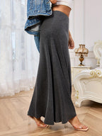 Maxi Skirt Solid Elastic Waist Soft Basic Style 4a905019-3239-4a16-83f9-c401f1aa88a1-Max Trendsi