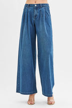 RISEN Wide Leg Jeans Women's Mid Rise Fit Knit Denim Look Pants 4a981aeac33841a7a393296b12ba8959-Max-Origin Trendsi