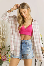 ADORA Plaid Shirt Mauve Oversized Roll Tab Sleeves Cotton Top 4a9bf94d7d4c4df28204746acea370a6-Max-Origin Trendsi