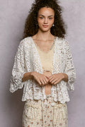 POL Crochet Cardigan White Floral Lace Short Sleeve with Tassel Tie 4a9c9119-4c1d-4dbb-be50-6cefa3399370-Max-Origin Trendsi