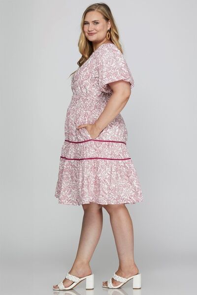 She+Sky Mini Dress Berry Floral Printed V Neck Puff Short Sleeve Tiered Plus Siz 4aa53b2c-b7f1-4372-a067-cdf1b4cdd247-Min Trendsi