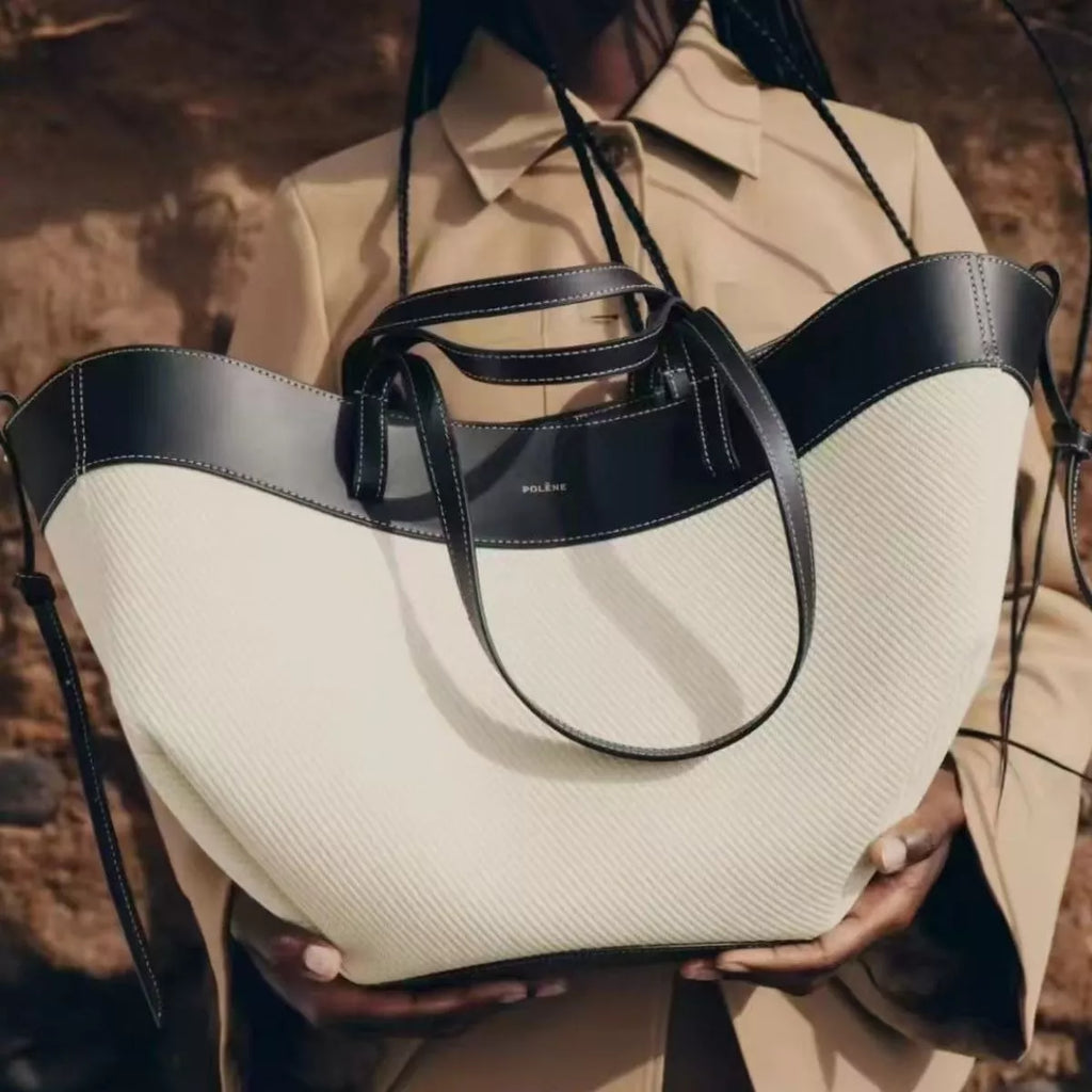 Women's Handbag White Black Two-Tone Pu Leather Tote 4aca377a-6e03-42f7-969a-ff1bd9163aa0-Max-Origin Trendsi