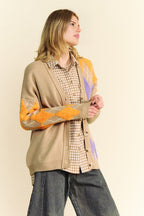 Davi & Dani Argyle Cardigan V-Neck Single Breasted Long Sleeve Sweater 4adbcd9d-f1ec-4253-b7ba-1e0d50fbde67-Max Trendsi