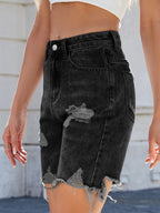 Moni Wear Denim Shorts Women's Distressed Raw Hem 4b2d4245-2430-4d42-bdb1-0c32981caad3-Min Trendsi